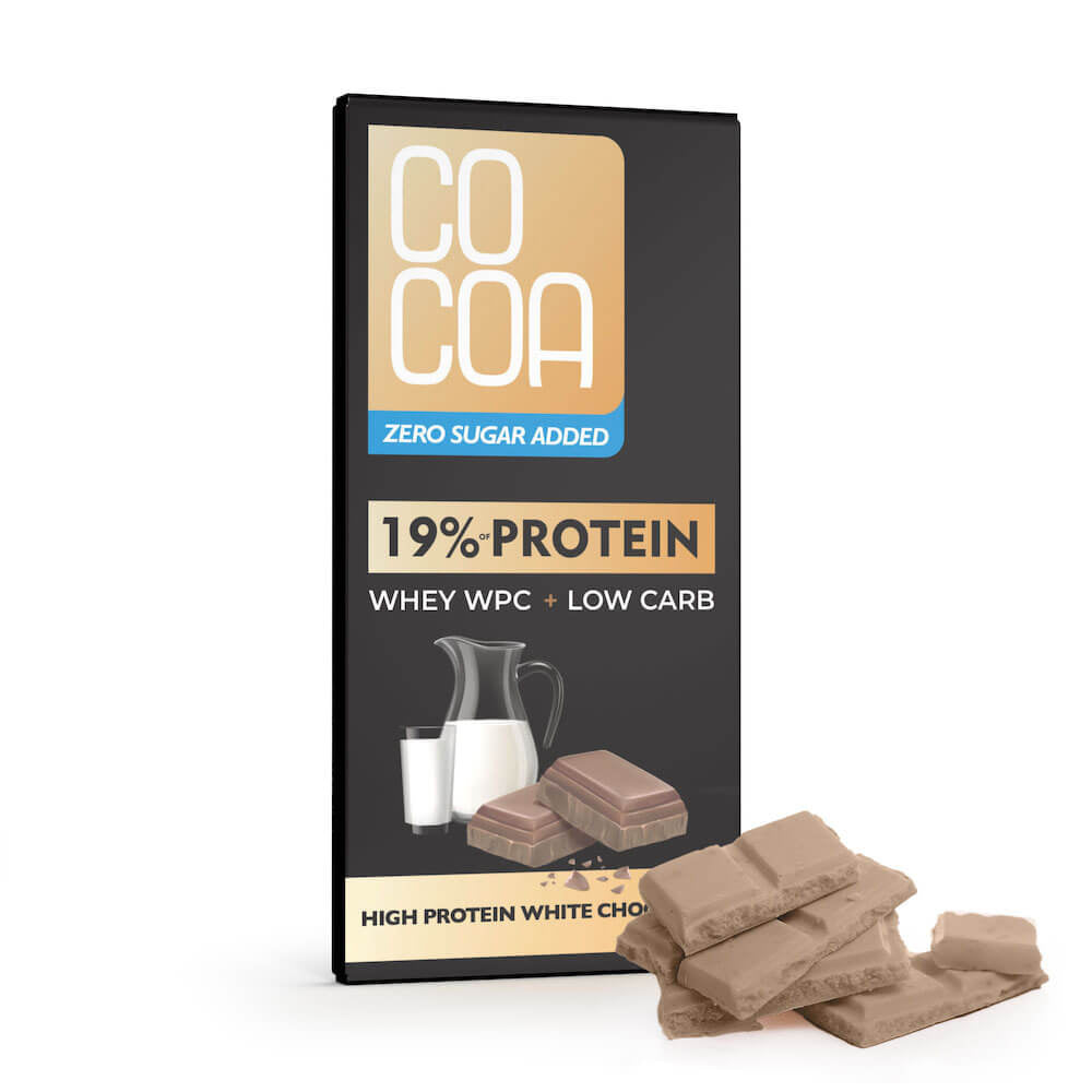 Czekolada Biała Proteinowa z Białkiem Wpc Bez Dodatku Cukrów 65 g