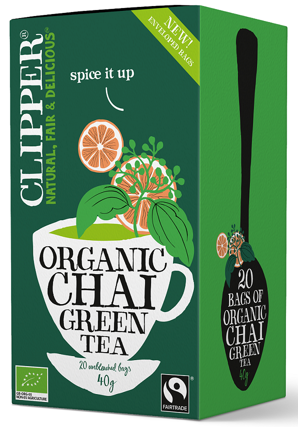 Herbata Zielona Chai z Cynamonem i Kardamonem Fair Trade BIO (20 x 2 g) (3 szt x 40 g)