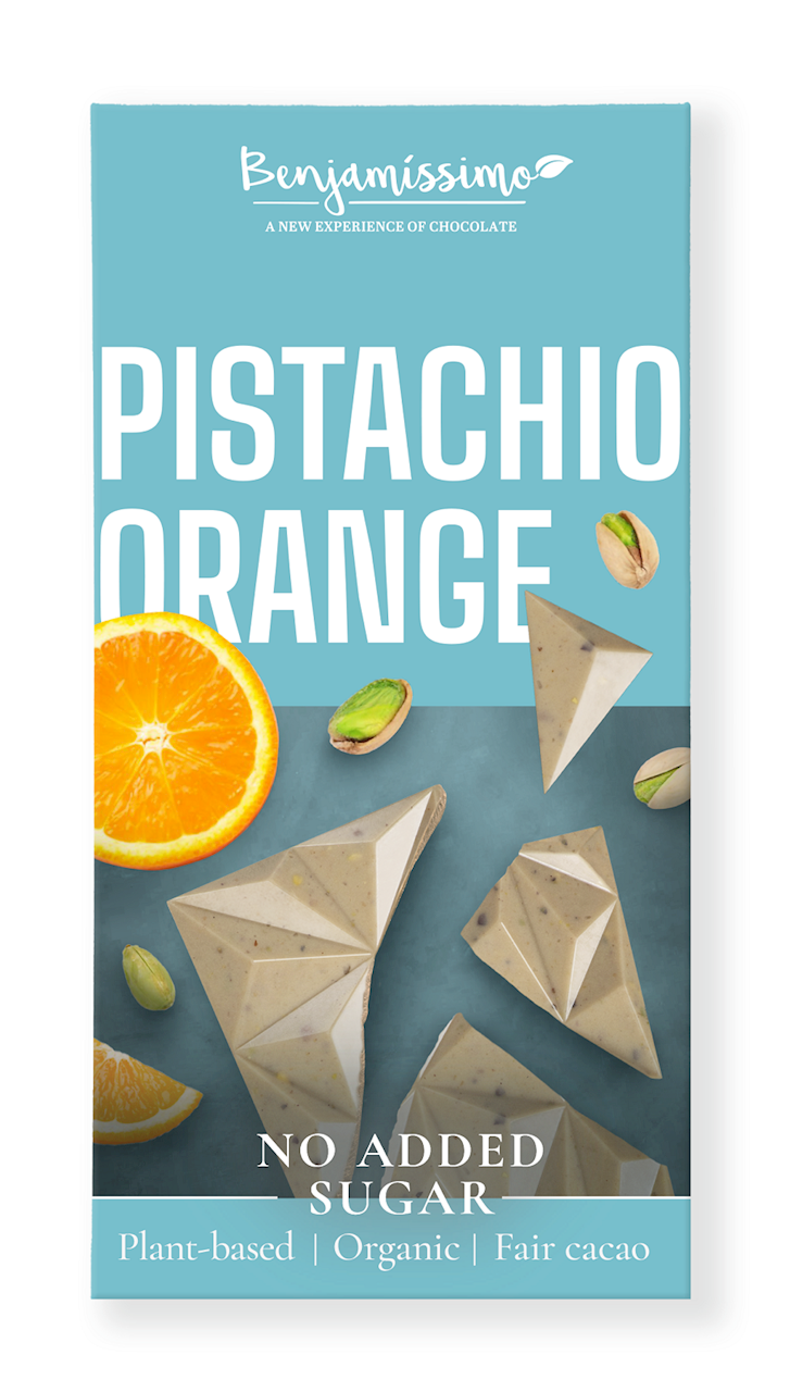 Tabliczka Kakaowa Pistacje - Pomarańcza Bez Dodatku Cukrów Bezglutenowa BIO (2 szt x 60 g)