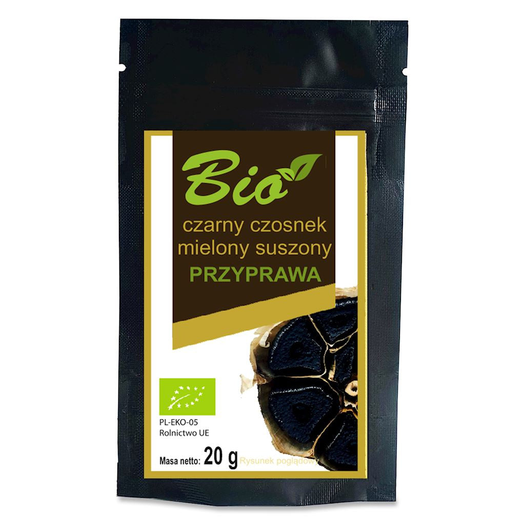 Czarny Czosnek Mielony Suszony Bezglutenowy BIO (3 szt x 20 g)