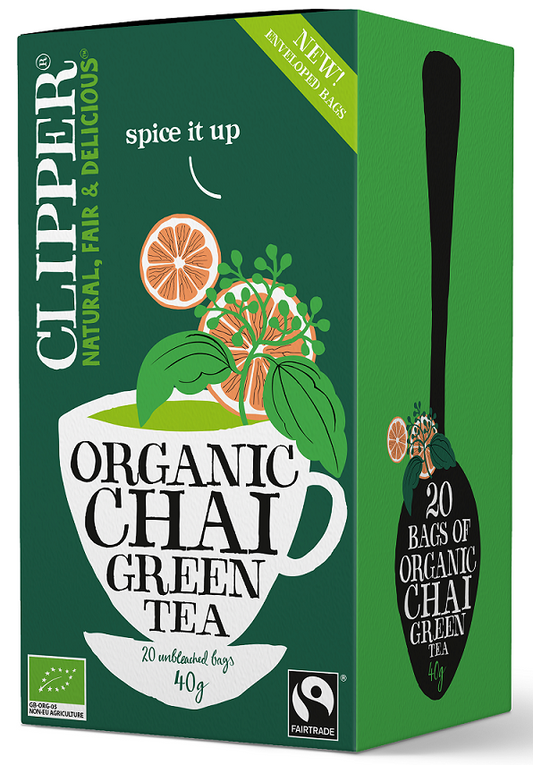 Herbata Zielona Chai z Cynamonem i Kardamonem Fair Trade BIO (20 x 2 g) (3 szt x 40 g)