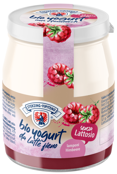 Jogurt Malinowy z Mleka Siennego Bezglutenowy BIO  (Słoik) - Sterzing (3 szt x 150 g)