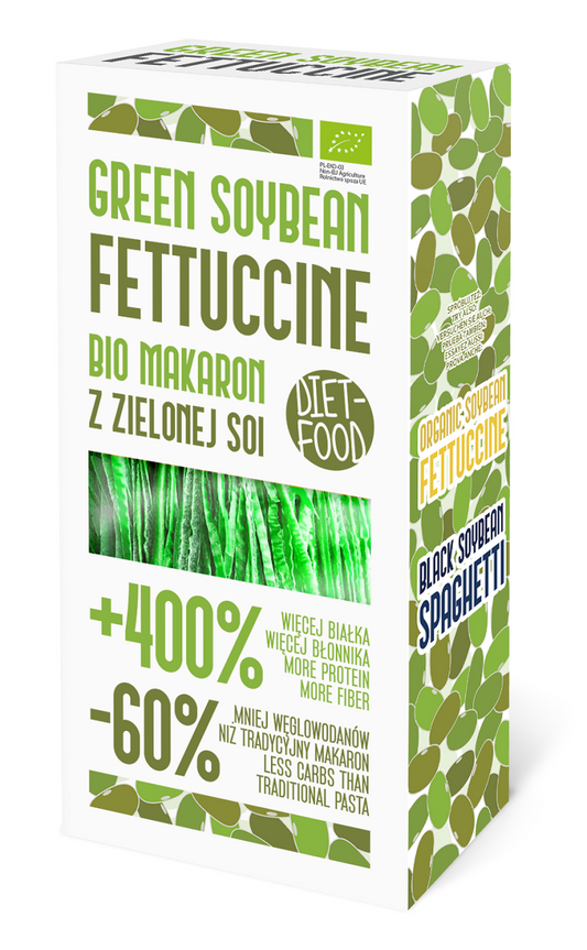 Makaron Proteinowy (Z Soi Zielonej) Fettuccine Bezglutenowy BIO  - Diet (2 szt x 200 g)