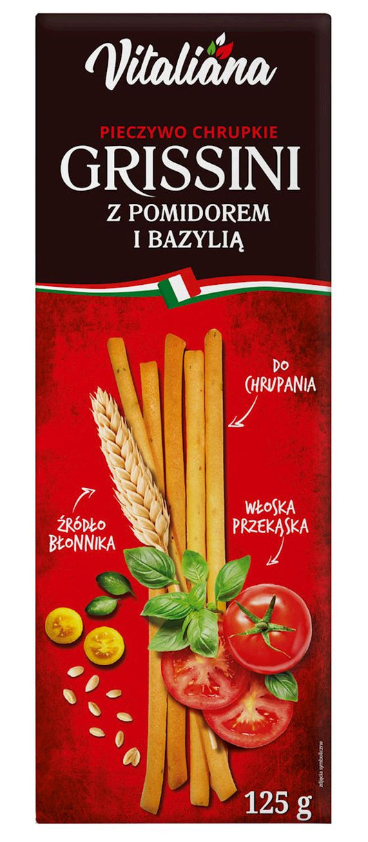Paluszki Grissini z Pomidorami i Bazylią (5 szt x 125 g)