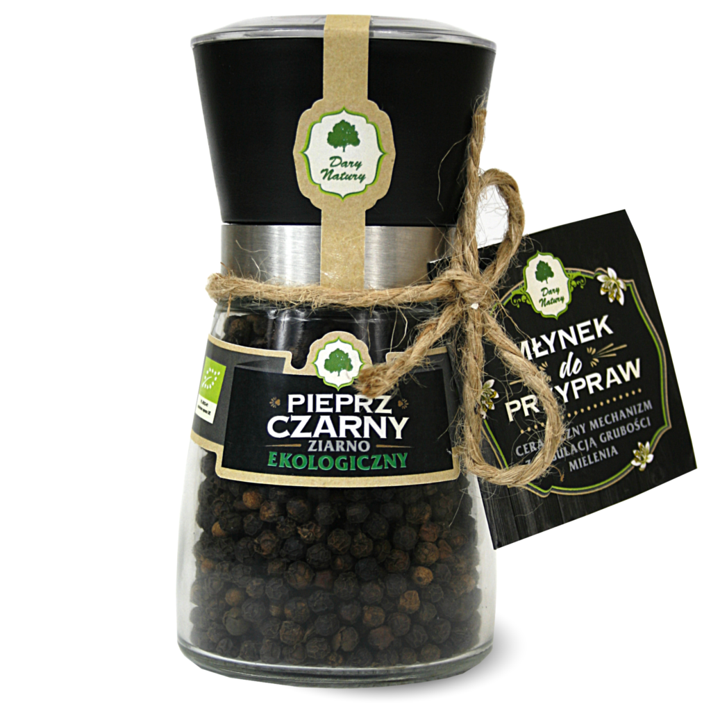 Pieprz Czarny Ziarno w Młynku BIO 90 g