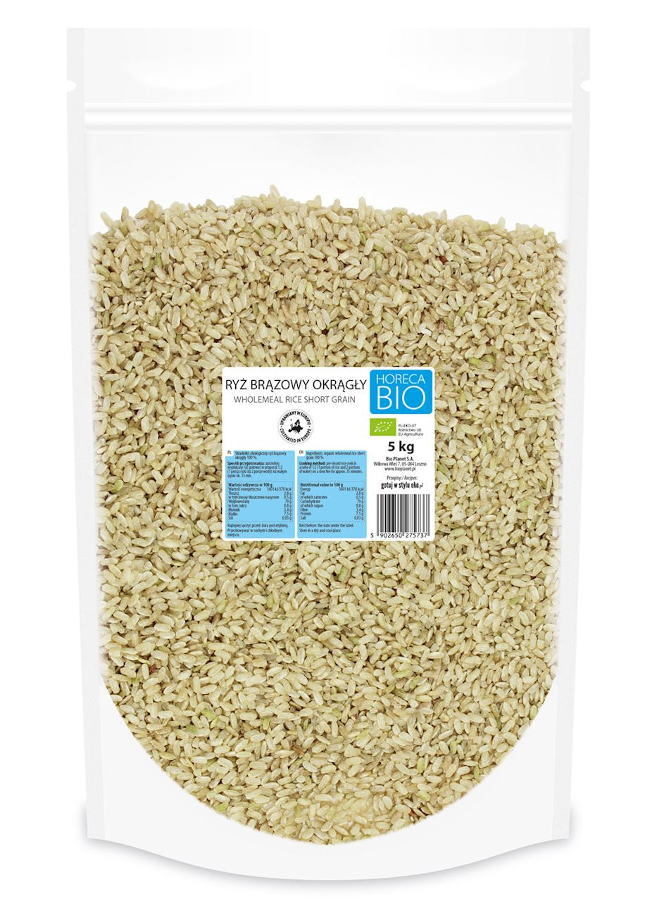 Ryż Brązowy Okrągły BIO 5 kg